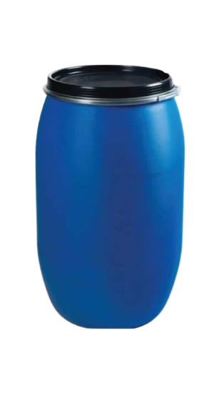 Open head blue plastic drum